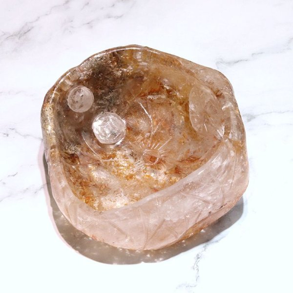 画像4: 置物　お皿　ガーデンクォーツ　水蓮花×古銭　マダガスカル産　癒し　心のヒーリング　精神安定　自然治癒力　パワーストーン　天然石　品番：17015 (4)