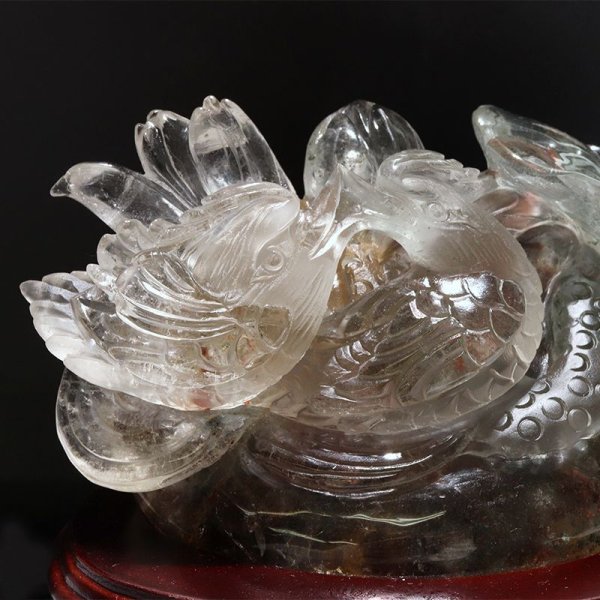 画像4: 置物 ガーデンクォーツ オシドリ 水蓮花 ブラジル産 台付き 癒し 心のヒーリング 精神安定 自然治癒力 パワーストーン 天然石 品番:17012 (4)