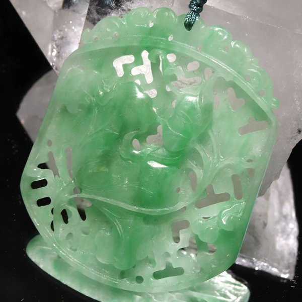 画像2: ネックレス 天然翡翠 蓮 ミャンマー産 ヒスイ 人生 成功 守護 パワーストーン 天然石 品番:17027 (2)