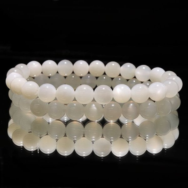 画像3: ブレス　ホワイトムーンストーン＜スリランカ産＞　丸　約7.5mm　平和　穏やかさ　癒し　恋愛　パワーストーン　天然石　品番：17104 (3)