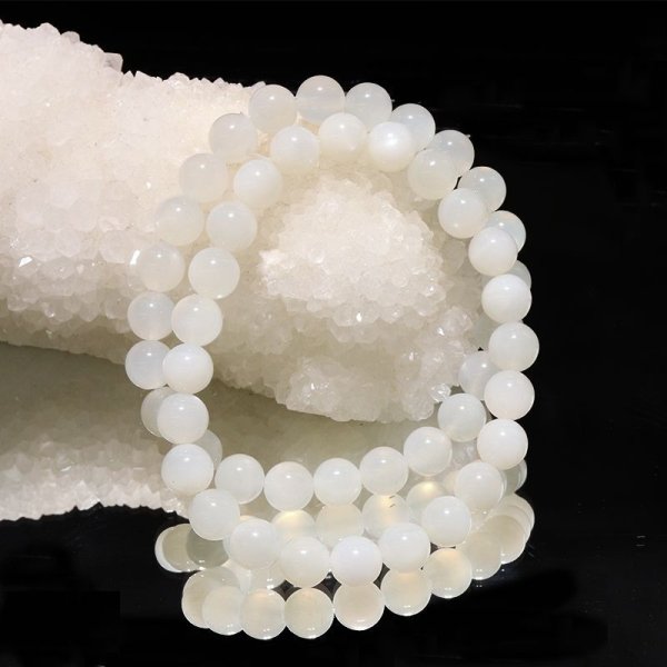 画像5: ブレス　ホワイトムーンストーン＜スリランカ産＞　丸　約7.5mm　平和　穏やかさ　癒し　恋愛　パワーストーン　天然石　品番：17104 (5)