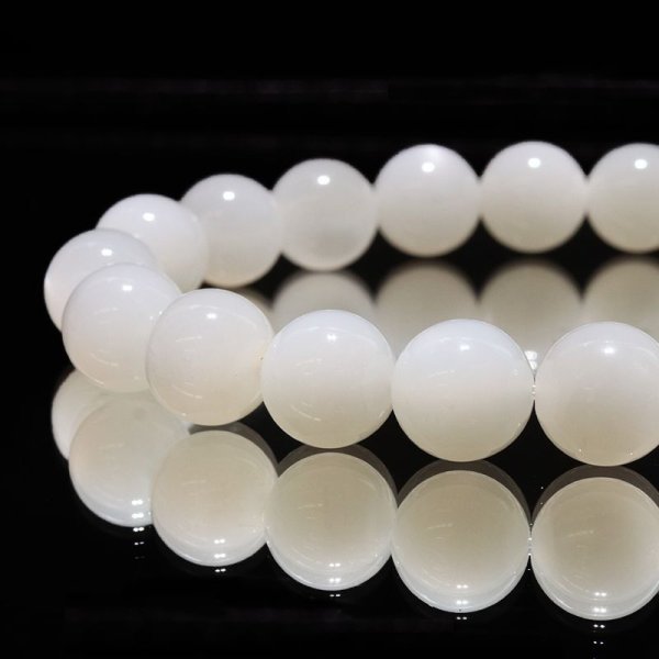 画像2: ブレス　ホワイトムーンストーン＜スリランカ産＞　丸　約9.5mm　平和　穏やかさ　癒し　恋愛　パワーストーン　天然石　品番：17107 (2)