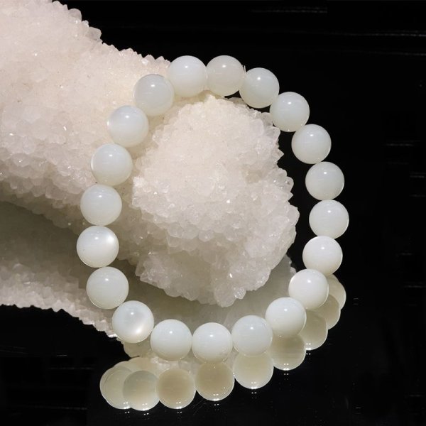 画像5: ブレス　ホワイトムーンストーン＜スリランカ産＞　丸　約9.5mm　平和　穏やかさ　癒し　恋愛　パワーストーン　天然石　品番：17107 (5)