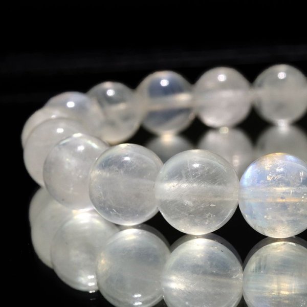 画像2: ブレス　レインボームーンストーン（ホワイトラブラドライト）＜スリランカ産＞　丸　約9.5mm　人間の情緒　社交性　喜び　パワーストーン　天然石　品番：17127 (2)
