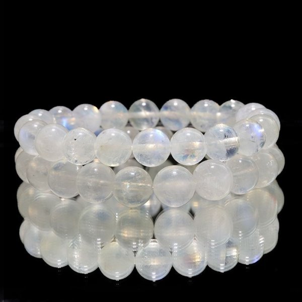 画像3: ブレス　レインボームーンストーン（ホワイトラブラドライト）＜スリランカ産＞　丸　約9.5mm　人間の情緒　社交性　喜び　パワーストーン　天然石　品番：17127 (3)