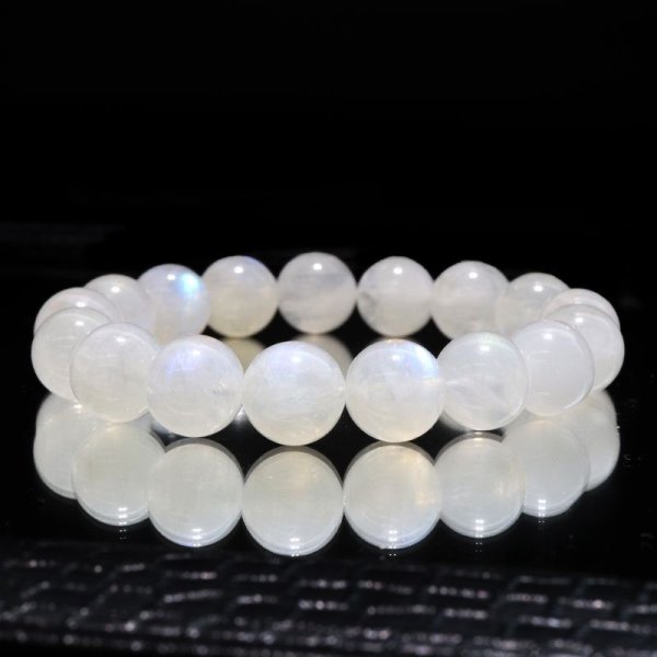 画像3: ブレス　ムーンストーン（ホワイトラブラドライト）＜インド産＞　丸　約11.5mm　平和　穏やかさ　癒し　恋愛　パワーストーン　天然石　品番：17118 (3)