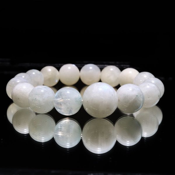 画像3: ブレス　ムーンストーン（ホワイトラブラドライト）＜インド産＞　丸　約11.5〜16mm　平和　穏やかさ　癒し　恋愛　パワーストーン　天然石　品番：17120 (3)