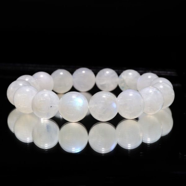 画像3: ブレス　ムーンストーン（ホワイトラブラドライト）＜インド産＞　丸　約12.5mm　平和　穏やかさ　癒し　恋愛　パワーストーン　天然石　品番：17119 (3)