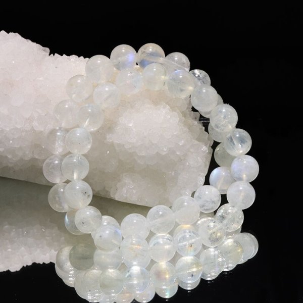 画像5: ブレス　レインボームーンストーン（ホワイトラブラドライト）＜スリランカ産＞　丸　約9.5mm　人間の情緒　社交性　喜び　パワーストーン　天然石　品番：17127 (5)