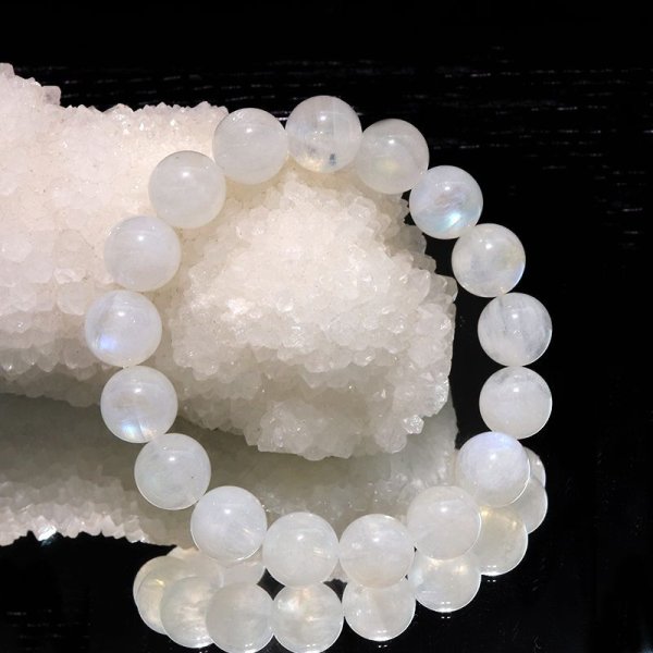画像5: ブレス　ムーンストーン（ホワイトラブラドライト）＜インド産＞　丸　約11.5mm　平和　穏やかさ　癒し　恋愛　パワーストーン　天然石　品番：17118 (5)