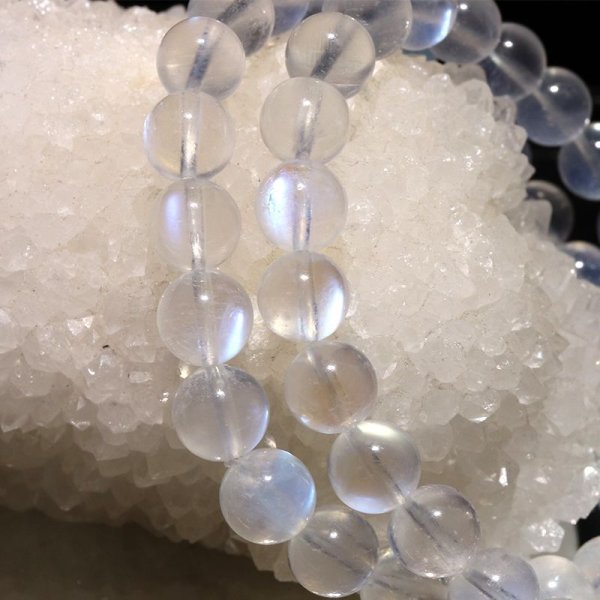 画像4: ブレス　ムーンストーン（ペリステライト）＜スリランカ産＞　丸　約7.5mm　平和　穏やかさ　癒し　恋愛　パワーストーン　天然石　品番：17132 (4)