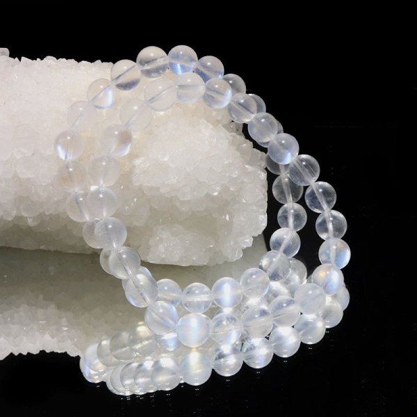 画像5: ブレス　ムーンストーン（ペリステライト）＜スリランカ産＞　丸　約7.5mm　平和　穏やかさ　癒し　恋愛　パワーストーン　天然石　品番：17132 (5)