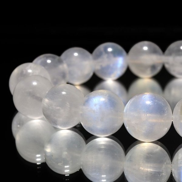 画像2: ブレス　ムーンストーン（ペリステライト）＜スリランカ産＞　丸　約11mm　平和　穏やかさ　癒し　恋愛　パワーストーン　天然石　品番：17133 (2)