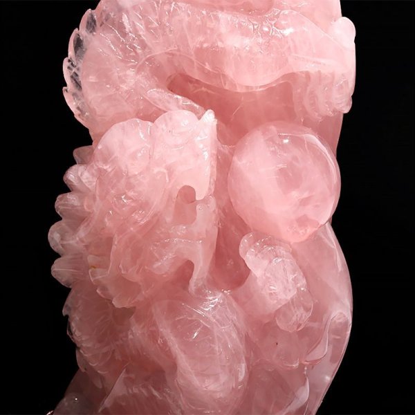 画像3: 置物　ローズクォーツ　龍　ブラジル産　台付き　風水　運気　金運　財運　浄化　クォーツ　パワーストーン　天然石　品番：17145 (3)