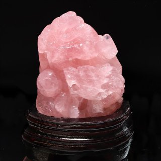 置物 ローズクォーツ 鳳凰 ブラジル産 台付き 風水 運気 金運 財運