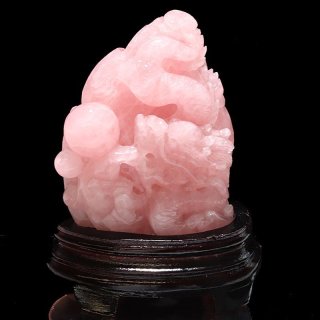 翡翠　ローズクォーツ 水晶 中国　置物 1,400g 天然石　小鳥　柘榴 翡翠 ローズクォーツ 水晶 中国 置物 1,400g 天然石 小鳥 柘榴