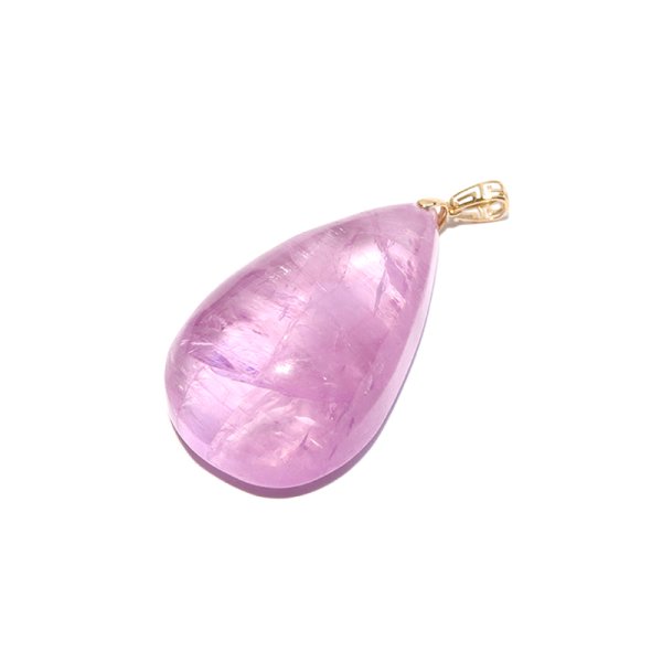 画像3: ペンダントトップ クンツァイト ドロップカット ナイジェリア産 K18 浄化 愛 純愛 癒し パワーストーン 天然石 品番:17179 (3)