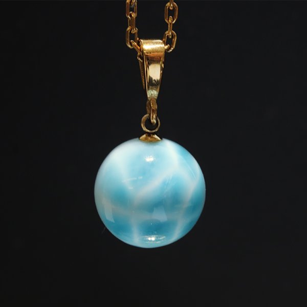 画像5: ペンダントトップ ラリマー ドミニカ共和国産 ステンレス ゴールド 不安をやわらげる 浄化 パワーストーン 天然石 品番:17204 (5)