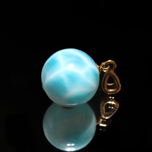 画像2: ペンダントトップ ラリマー ドミニカ共和国産 ステンレス ゴールド 不安をやわらげる 浄化 パワーストーン 天然石 品番:17204 (2)