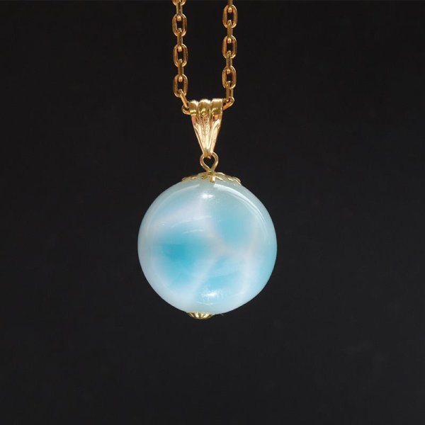 画像5: ペンダントトップ　ラリマー　ドミニカ共和国産　K18　ゴールド　不安をやわらげる　浄化　パワーストーン　天然石　品番：17342 (5)