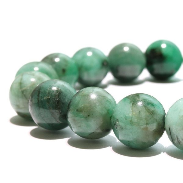 画像2: ブレス　エメラルド＜ブラジル産＞　丸　約10.5mm　幸運　愛　希望　パワーストーン　天然石　品番：17336 (2)