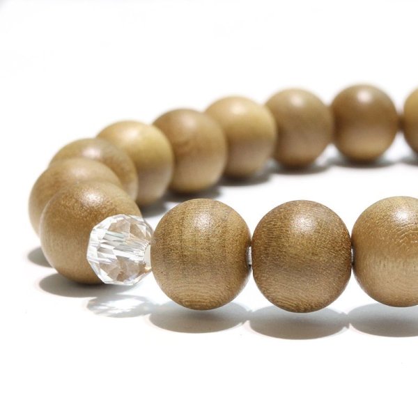 画像2: 【現品限り】【パワーズウッド】ブレス　朴　高野欅梵字入り腕輪念珠　丸　約9〜13mm　9月の誕生木　友情　包容力　安定　品番：17376 (2)