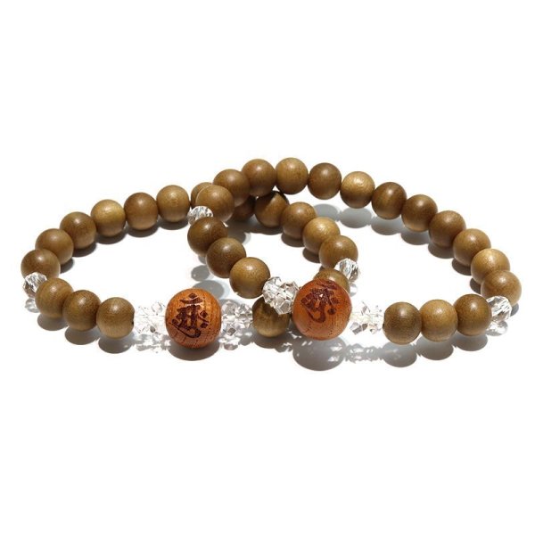 画像3: 【現品限り】【パワーズウッド】ブレス　朴　高野欅梵字入り腕輪念珠　丸　約9〜13mm　9月の誕生木　友情　包容力　安定　品番：17376 (3)