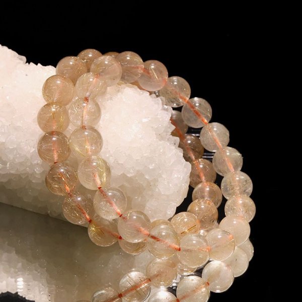 画像5: ブレス　ルチルクォーツ＜ブラジル産＞　丸　約10mm　金運　財運　ギャンブル運　パワーストーン　天然石　品番：17430 (5)