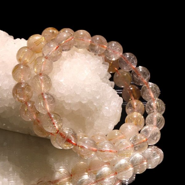 画像5: ブレス　ルチルクォーツ＜ブラジル産＞　丸　約9.5mm　金運　財運　ギャンブル運　パワーストーン　天然石　品番：17429 (5)