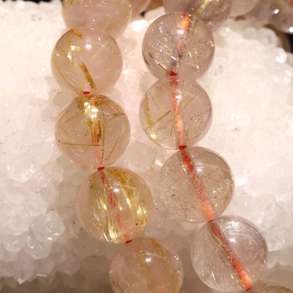 画像4: ブレス　ルチルクォーツ＜ブラジル産＞　丸　約9.5mm　金運　財運　ギャンブル運　パワーストーン　天然石　品番：17429 (4)
