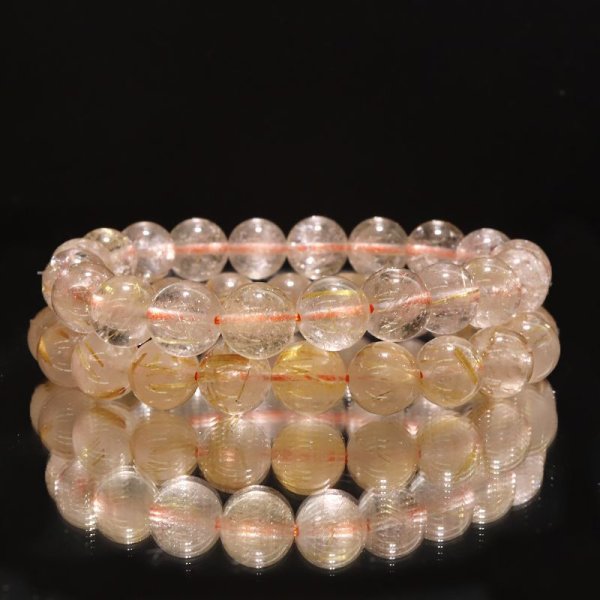 画像3: ブレス　ルチルクォーツ＜ブラジル産＞　丸　約9.5mm　金運　財運　ギャンブル運　パワーストーン　天然石　品番：17429 (3)