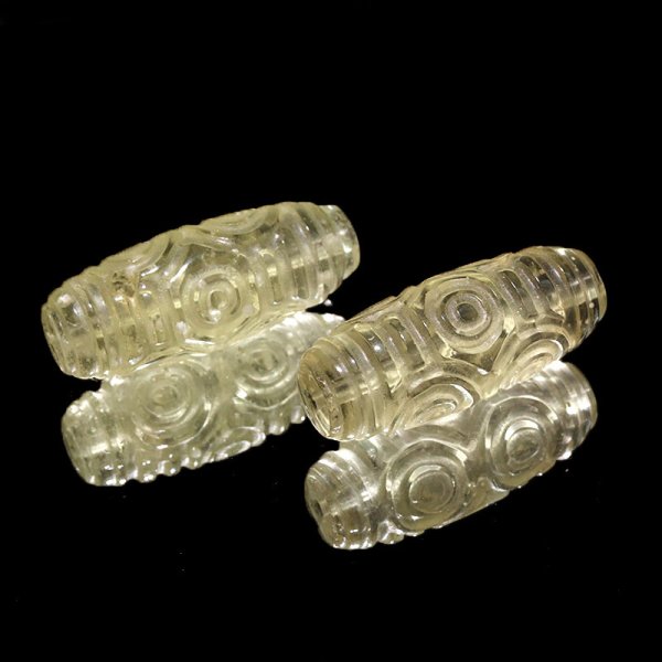 画像2: 天珠　リビアングラス　龍眼　約24.5〜26.5.×10.5〜11mm　ポジティブ　直感力　ヒーリング　パワーストーン　天然石　品番：17437 (2)