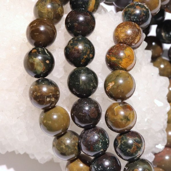 画像4: 【日本銘石】ブレス　山形碧玉＜山形県＞　緑　丸約8mm　安楽　現世利益　蘇り　パワーストーン　天然石　品番：17479 (4)