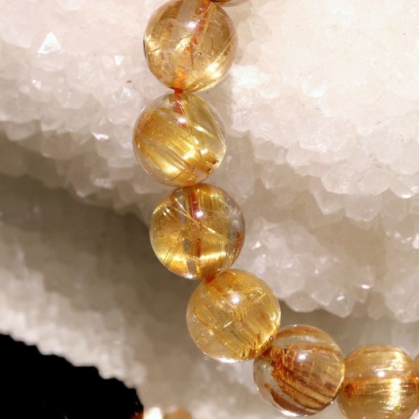 画像3: ブレス　タイチンルチル＜ブラジル産＞　丸　約9.5mm　金運　財運　ギャンブル運　パワーストーン　天然石　品番：17468 (3)