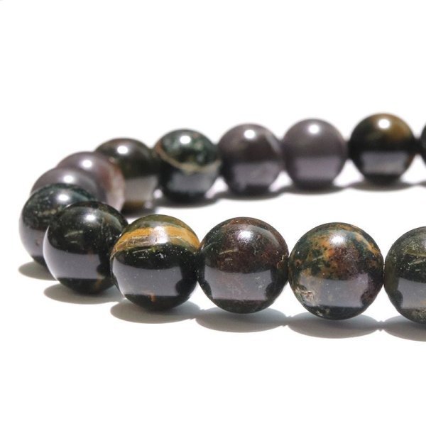 画像2: 【日本銘石】ブレス　山形碧玉＜山形県＞　緑　丸約8mm　安楽　現世利益　蘇り　パワーストーン　天然石　品番：17479 (2)