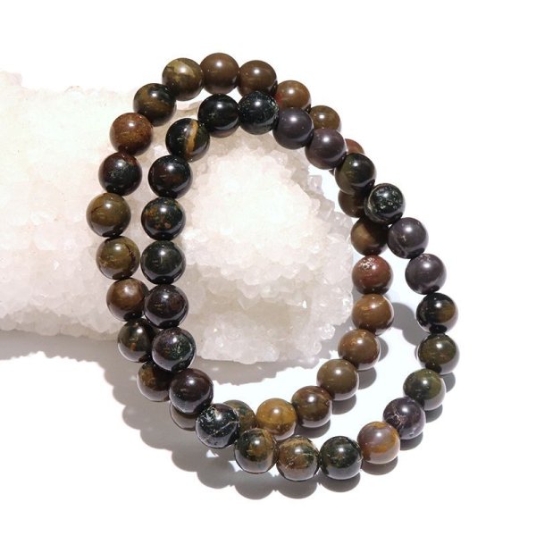 画像5: 【日本銘石】ブレス　山形碧玉＜山形県＞　緑　丸約8mm　安楽　現世利益　蘇り　パワーストーン　天然石　品番：17479 (5)