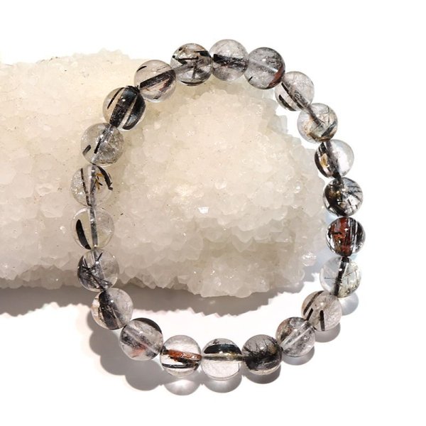 画像5: ブレス　ブラックルチル＜ブラジル産＞　丸　約8.5mm　浄化　純化　パワーストーン　天然石　品番：17504 (5)