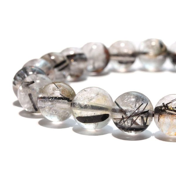 画像2: ブレス　ブラックルチル＜ブラジル産＞　丸　約8.5mm　浄化　純化　パワーストーン　天然石　品番：17504 (2)