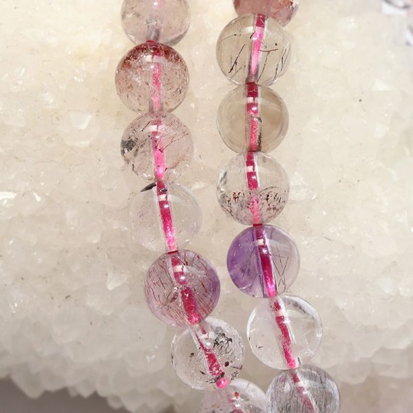 画像4: ブレス　スーパーセブン＜ブラジル産＞　丸　約6.5mm　能力開花　総合運　愛　調和　開運　浄化　パワーストーン　天然石　品番：17516 (4)