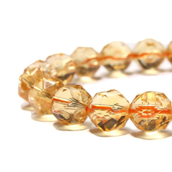 画像2: ブレス　シトリン＜ブラジル産＞　スターカット　約8mm　幸運　金運　仕事運　パワーストーン　天然石　品番：17527 (2)