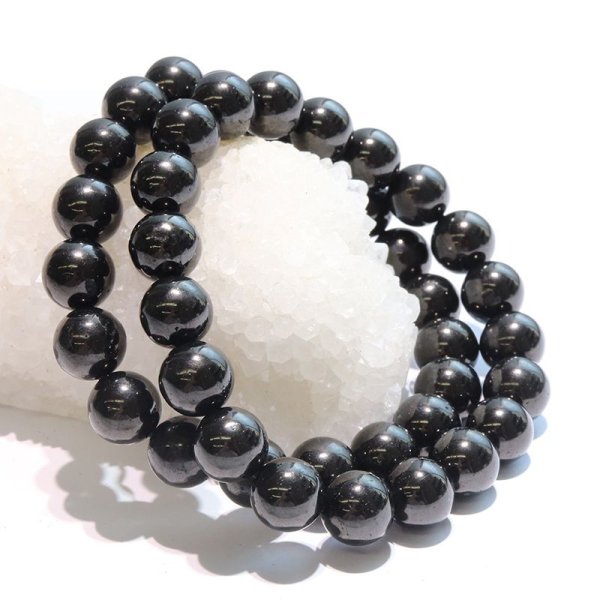 画像5: ブレス　ジェット＜中国産＞　丸　約10mm　漆黒の宝石　魔除け　パワーストーン　天然石　品番：17584 (5)
