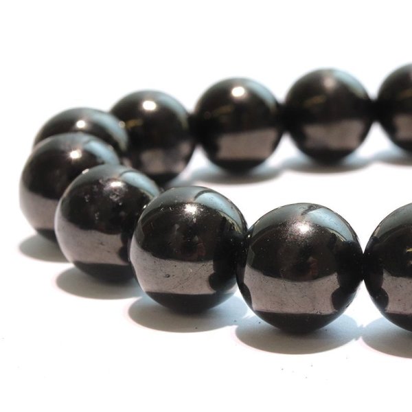 画像2: ブレス　ジェット＜中国産＞　丸　約10mm　漆黒の宝石　魔除け　パワーストーン　天然石　品番：17584 (2)