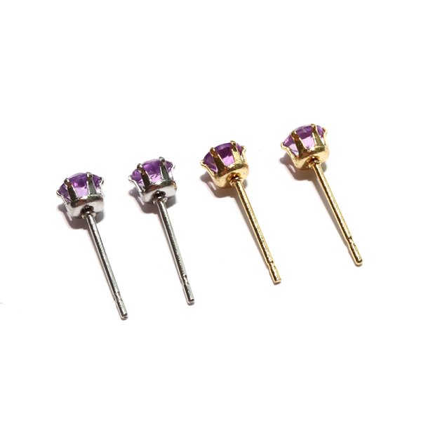 画像3: ピアス　アメジスト　約4mm　突き刺し型　ステンレス　シルバー　日本製　2月誕生石　愛　守護石　癒し　浄化　パワーストーン　天然石　品番：17596 (3)