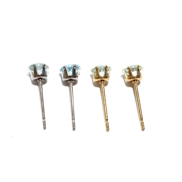 画像3: ピアス アクアマリン 約4mm 突き刺し型 ステンレス ゴールド 日本製 3月誕生石 生命 幸福 富 パワーストーン 天然石 品番:17595 (3)