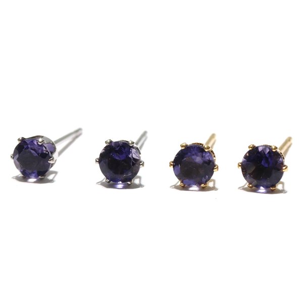 画像2: ピアス　アイオライト　約4mm　突き刺し型　ステンレス　シルバー　日本製　直感　集中　バランス　パワーストーン　天然石　品番：17600 (2)