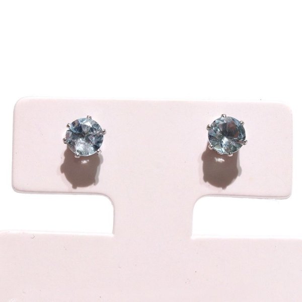 画像4: ピアス　サンタマリアアクアマリン　約4mm　突き刺し型　ステンレス　シルバー　日本製　生命　幸福　富　パワーストーン　天然石　品番：17598 (4)