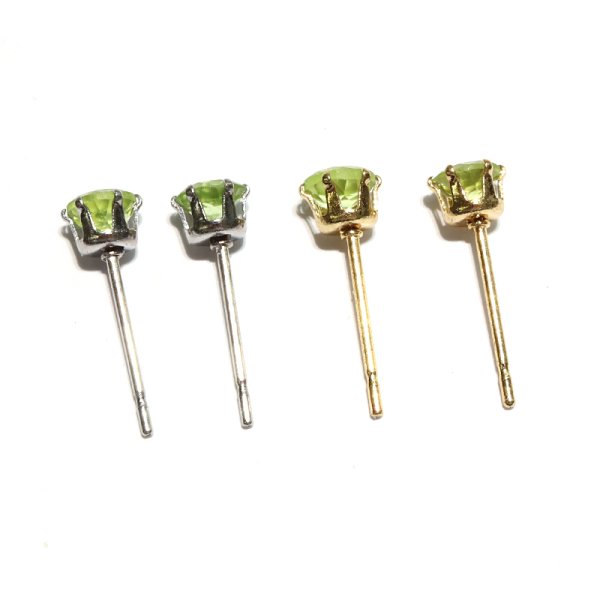 画像3: ピアス ペリドット 約4mm 突き刺し型 ステンレス ゴールド 日本製 夫婦愛 癒し 希望 パワーストーン 天然石 品番:17603 (3)