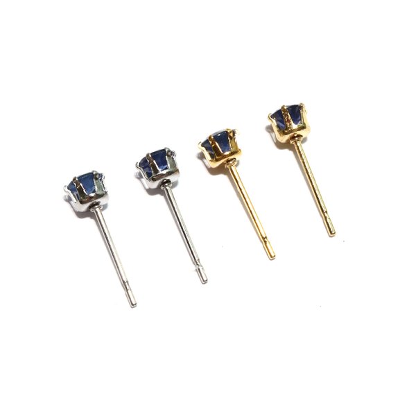 画像3: ピアス サファイア 約4mm 突き刺し型 ステンレス ゴールド 日本製 蒼玉 勝利 希少性 9月誕生石 パワーストーン 天然石 品番:17621 (3)