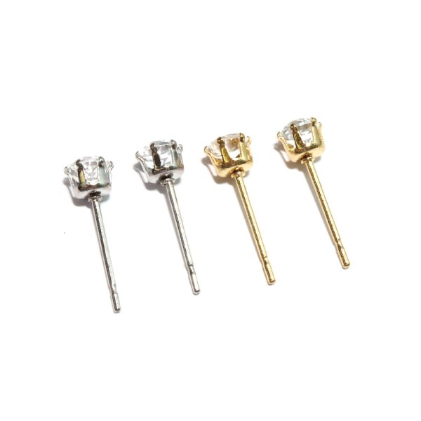 画像3: ピアス ホワイトトパーズ 約4mm 突き刺し型 ステンレス シルバー 日本製 友情 希望 誠実 パワーストーン 天然石 品番:17617 (3)