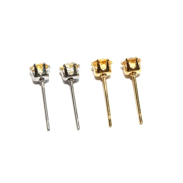 画像3: ピアス シトリン 約4mm 突き刺し型 ステンレス シルバー 日本製 幸運 金運 仕事運 パワーストーン 天然石 品番:17611 (3)